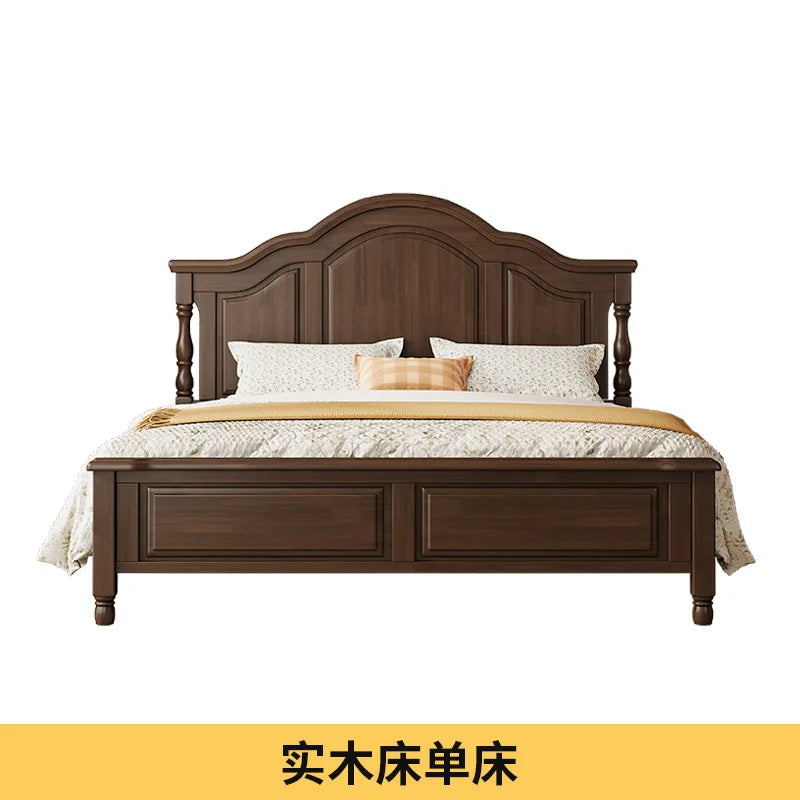 Retro solid wood bed American bed double master bedroom bed 2m x 2m 2 modern minimalist