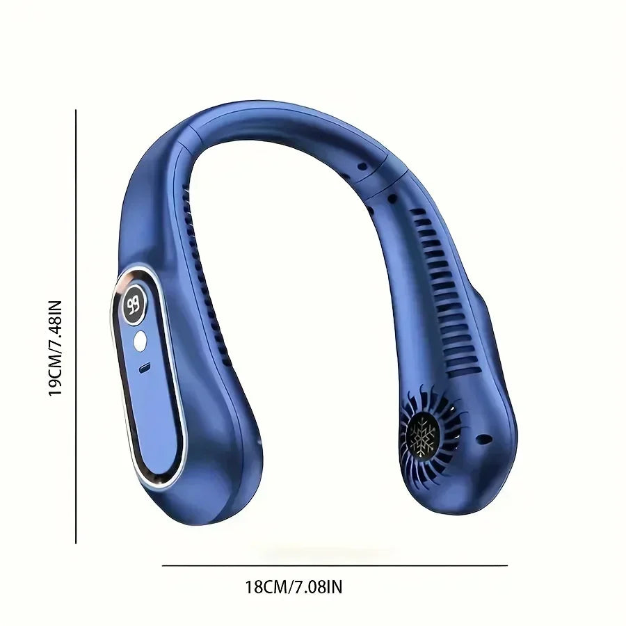 Neck Bladeless Fan Mini Ultra Long Life Portable Lazy Silent Fan Usb Charging Student Sports Office Digital Display Power 5 Gear