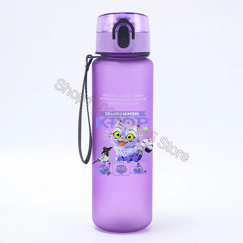 K Pop Demon Hunters Water Bottle Girls Summer Sports Large Capacity Water Bottle Kawaii Cartoon Figure Printed Plastic Bottles