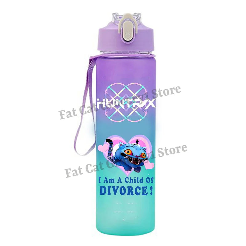 Kpop Demon Hunter Water Bottle with Straw 750ml Kids Summer Anime Cup Girls Boys Outdoor Sport Mug School Office Accessory Gift