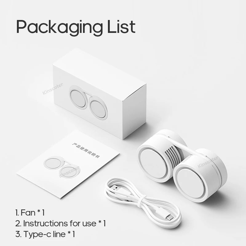 New Hanging Neck Fan Portable Cooling Fan Air Cooler USB Leafless Bladeless Neckband Mini Rechargeable Electric Fans
