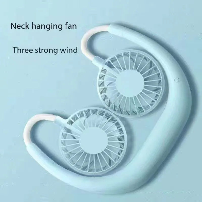 Portable Neck Fan,USB Hands Free Neck Hanging Rechargeable Mini Sports3-Speed Adjustable Neck Dual Fan Home OfficeOutdoor Travel