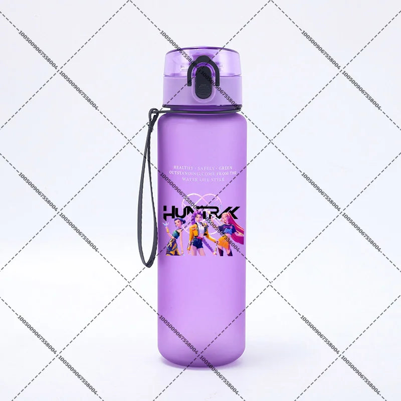KPop Demon Hunters 650ml Water Bottles Anime Sanding Drinking Cup Straw Portable Cute Sport Glass School Travel Outdoor Supplies
