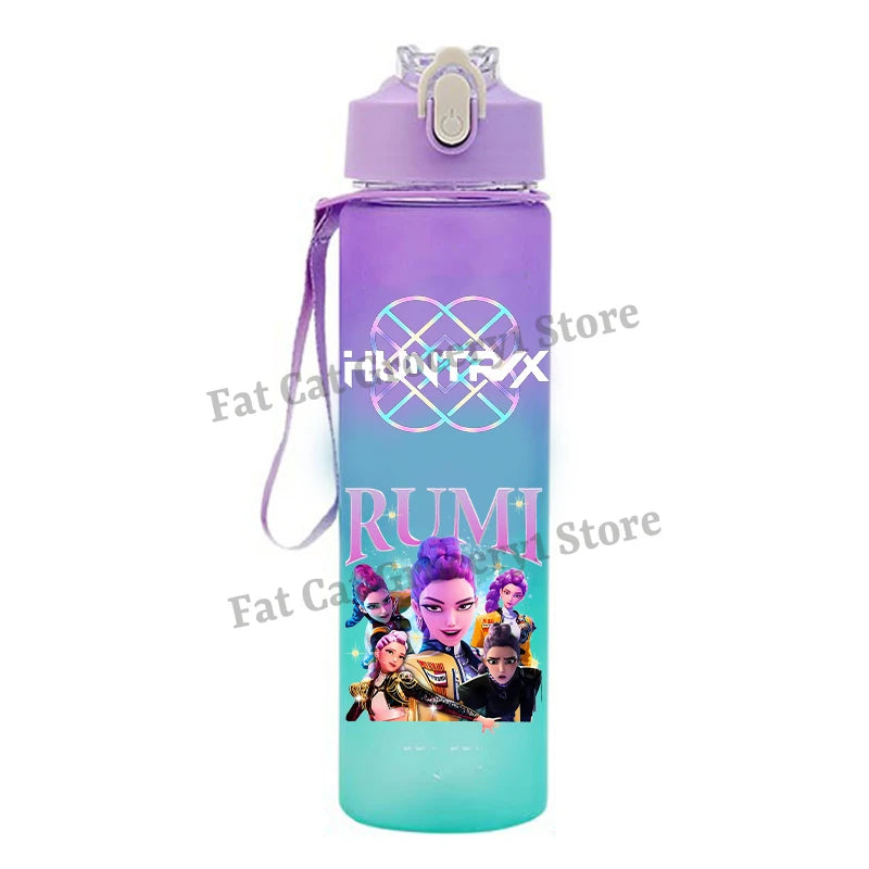 Kpop Demon Hunter Water Bottle with Straw 750ml Kids Summer Anime Cup Girls Boys Outdoor Sport Mug School Office Accessory Gift