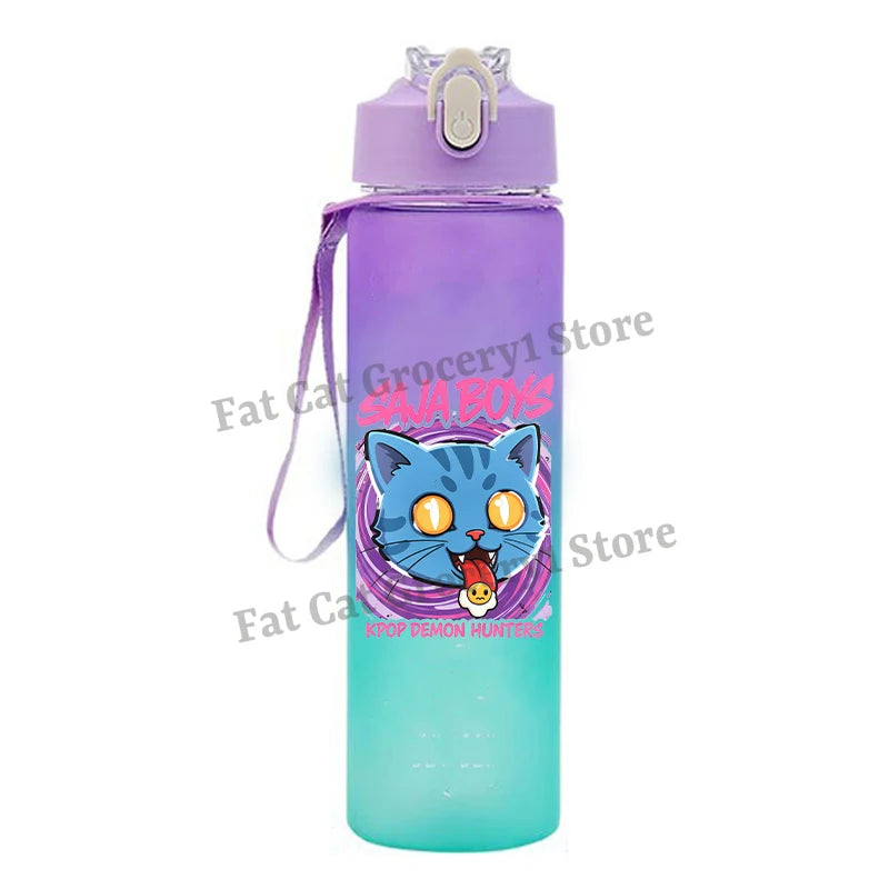 Kpop Demon Hunter Water Bottle with Straw 750ml Kids Summer Anime Cup Girls Boys Outdoor Sport Mug School Office Accessory Gift