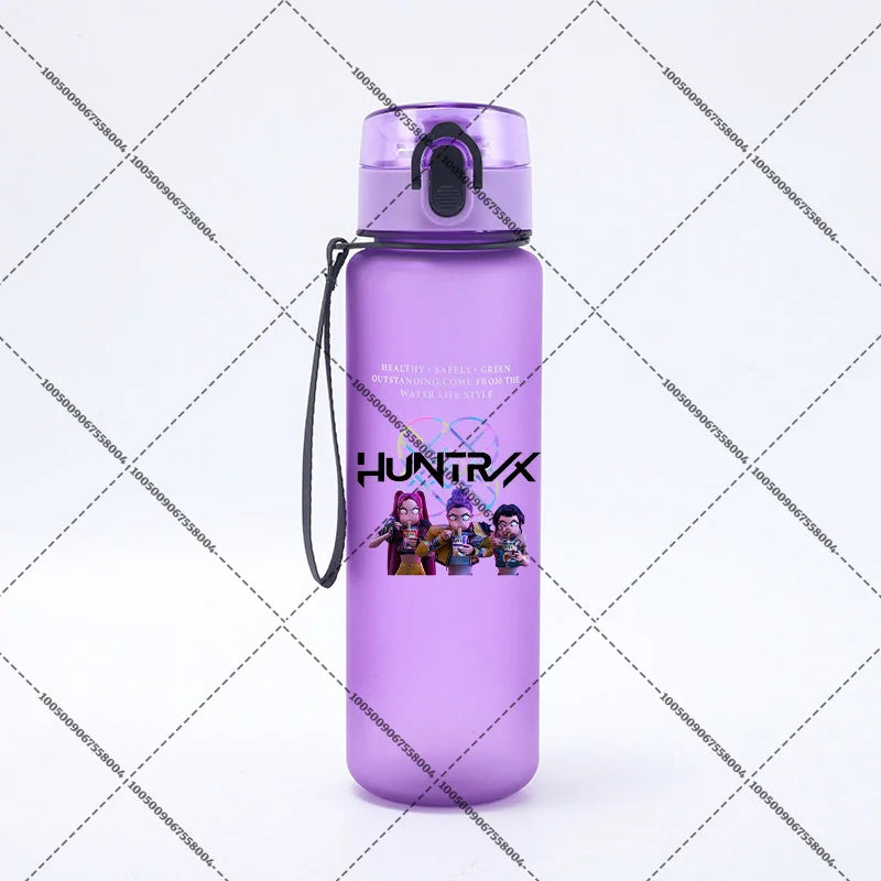 KPop Demon Hunters 650ml Water Bottles Anime Sanding Drinking Cup Straw Portable Cute Sport Glass School Travel Outdoor Supplies