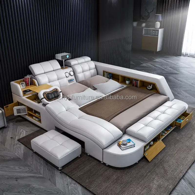 USB Charging Tanning Design Leather Bed Sheet Set Smart Bed king Size Quilt Bedding Set Facial Bunk Bed for Adult