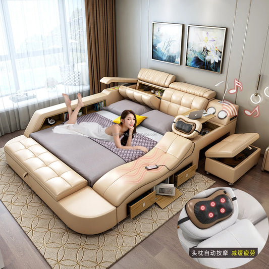 USB Charging Tanning Design Leather Bed Sheet Set Smart Bed king Size Quilt Bedding Set Facial Bunk Bed for Adult