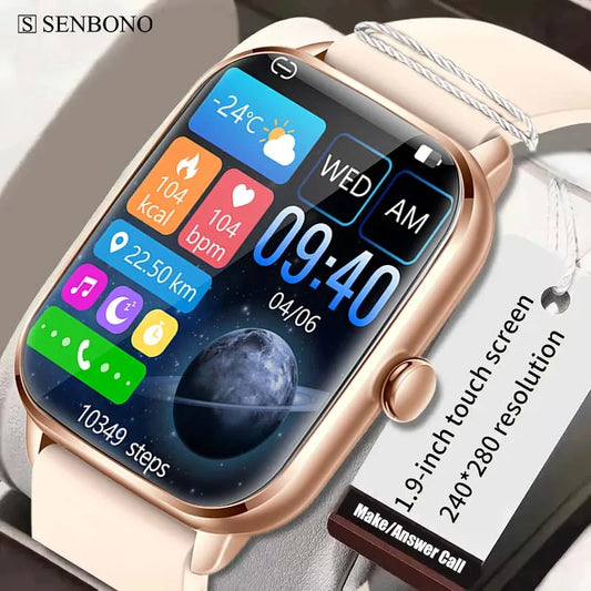 SENBONO KT65 Smart Watch Men Women 1.9'' BT Call Custom Dial Smart Watch Women Men Sport Mode Fitness Tracker for Android IOS