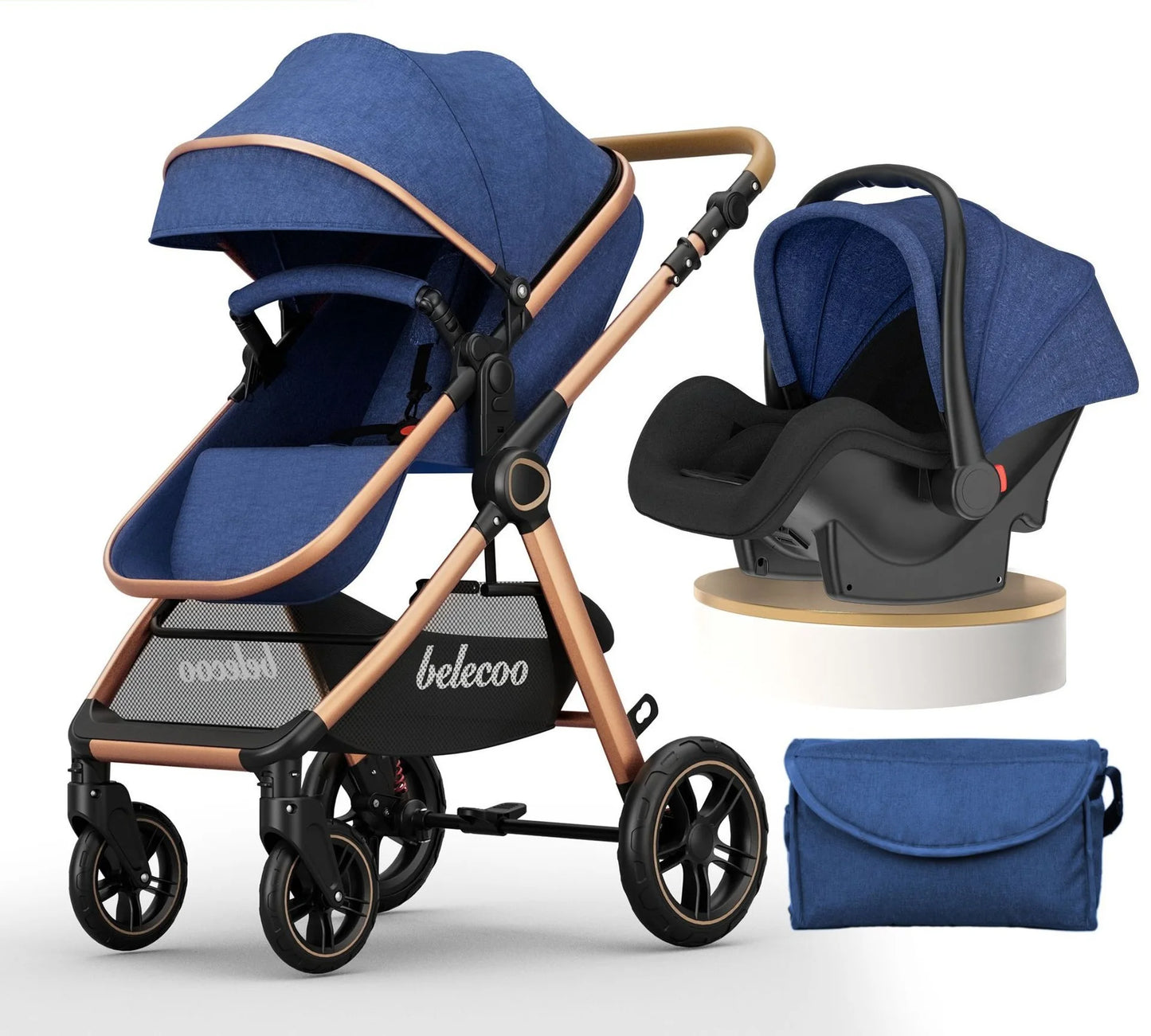 Kinderwagen Luxury Baby Stroller Pram 3 in 1 With Car Seat Poussette 3 En 1 Bebe Foldable Baby Carriage Buggy 3 in 1