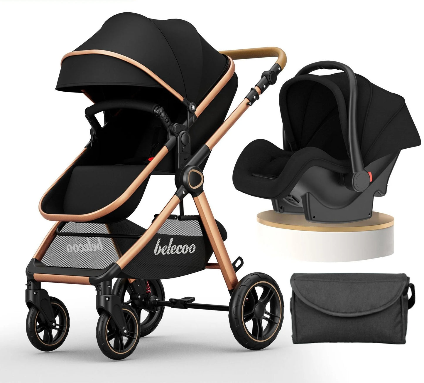 Kinderwagen Luxury Baby Stroller Pram 3 in 1 With Car Seat Poussette 3 En 1 Bebe Foldable Baby Carriage Buggy 3 in 1