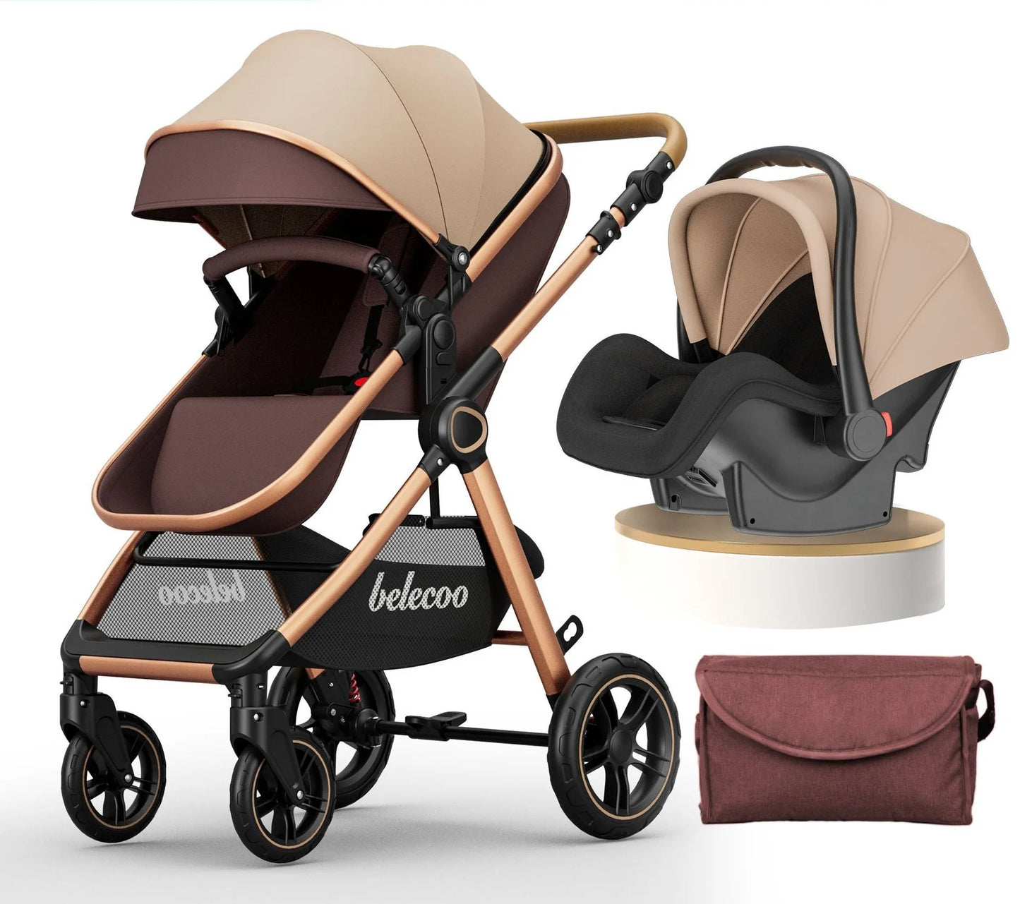 Kinderwagen Luxury Baby Stroller Pram 3 in 1 With Car Seat Poussette 3 En 1 Bebe Foldable Baby Carriage Buggy 3 in 1