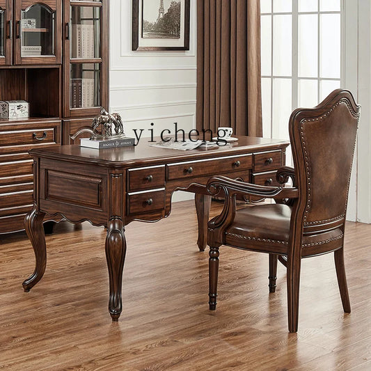 XL black walnut American retro study desk all solid wood exquisite desk with drawers