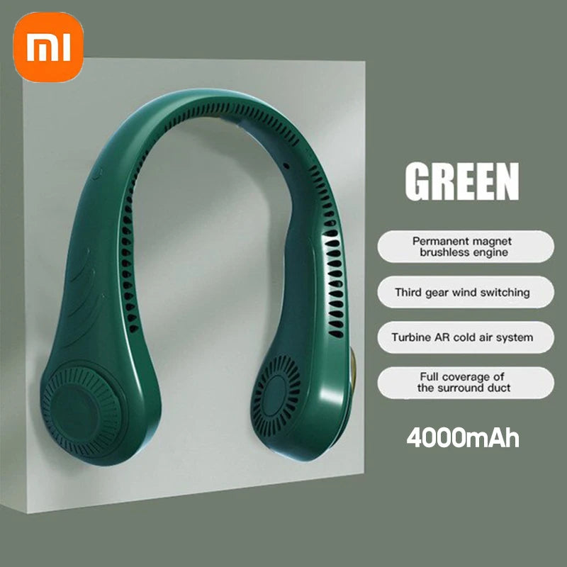 Xiaomi New Hanging Neck Fan 360 Degrees Hanging Neck Fan Portable Cooling Fan USB Bladeless Surround Air Outlet Rechargeable