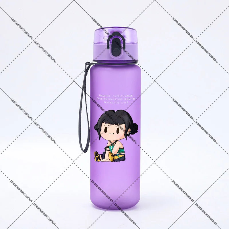 KPop Demon Hunters 650ml Water Bottles Anime Sanding Drinking Cup Straw Portable Cute Sport Glass School Travel Outdoor Supplies