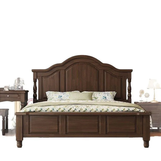 Retro solid wood bed American bed double  master bedroom bed 2m x 2m 2 modern minimalist