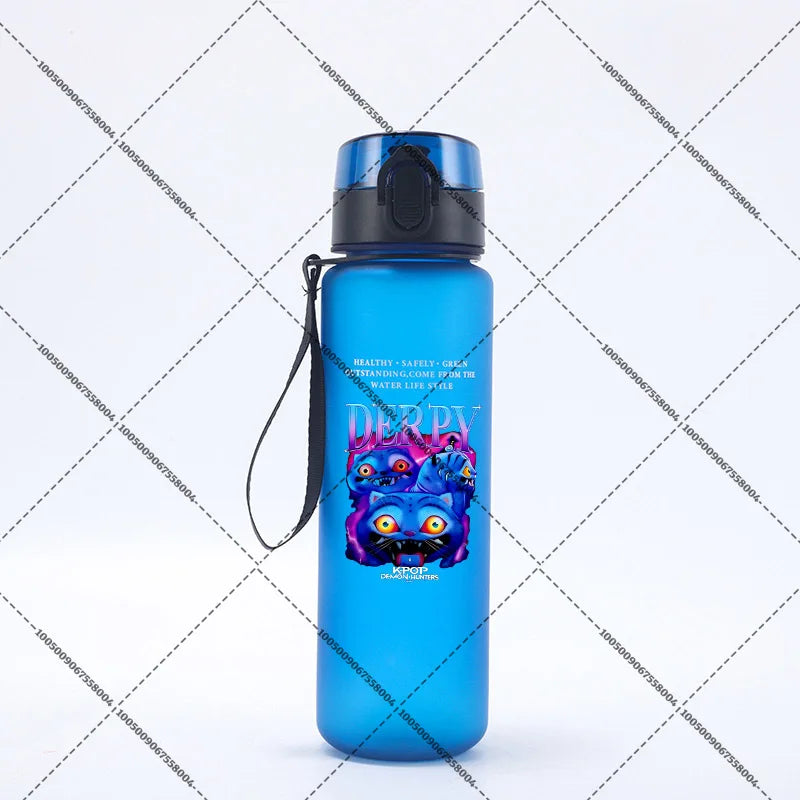 KPop Demon Hunters 650ml Water Bottles Anime Sanding Drinking Cup Straw Portable Cute Sport Glass School Travel Outdoor Supplies