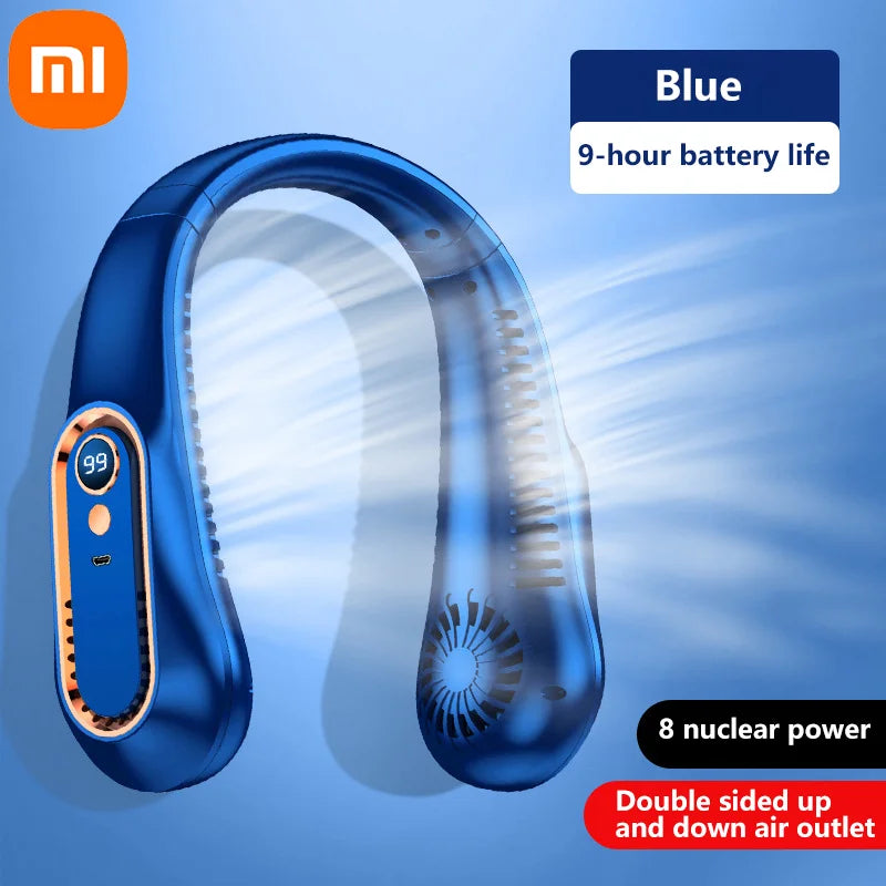 Xiaomi 8000mAh Electric Hanging Neck Fan Portable Bladeless Mini Rechargeable Mute LED Digital Display Air Cooler For Outdoor