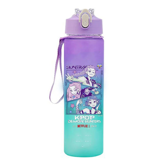 Kpop Demon Hunter Water Bottle with Straw 750ml Kids Summer Anime Cup Girls Boys Outdoor Sport Mug School Office Accessory Gift
