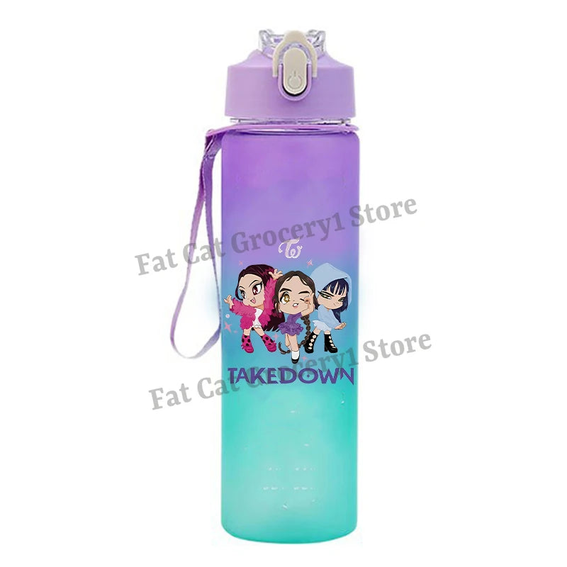 Kpop Demon Hunter Water Bottle with Straw 750ml Kids Summer Anime Cup Girls Boys Outdoor Sport Mug School Office Accessory Gift