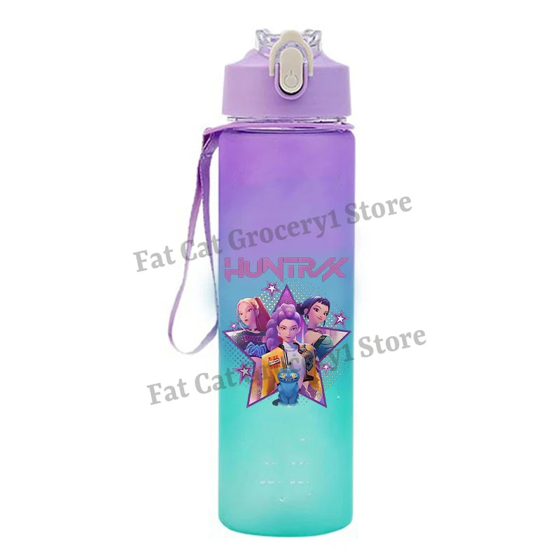 Kpop Demon Hunter Water Bottle with Straw 750ml Kids Summer Anime Cup Girls Boys Outdoor Sport Mug School Office Accessory Gift