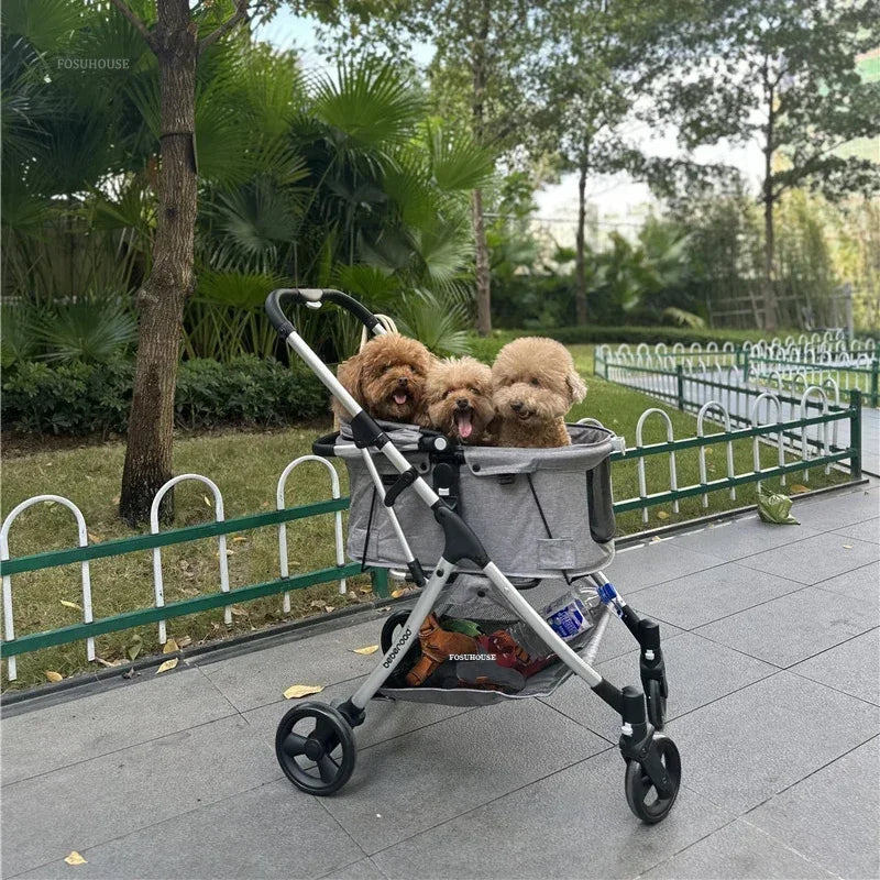 Portable Go Out Dog Stroller Foldable and Detachable Pet Cat Dog Stroller Modern Outdoor 4 Wheels Design Pet Cart Supplies g