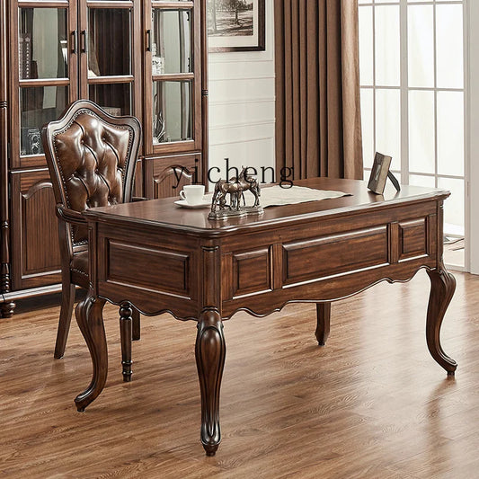 XL black walnut American retro study desk all solid wood exquisite desk with drawers