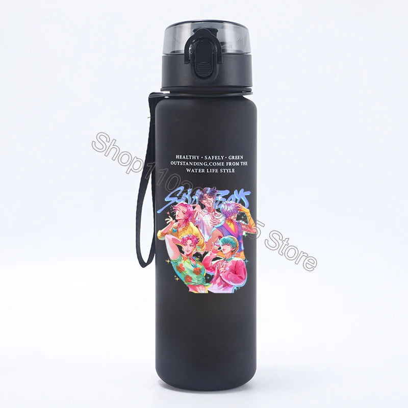 K Pop Demon Hunters Water Bottle Girls Summer Sports Large Capacity Water Bottle Kawaii Cartoon Figure Printed Plastic Bottles