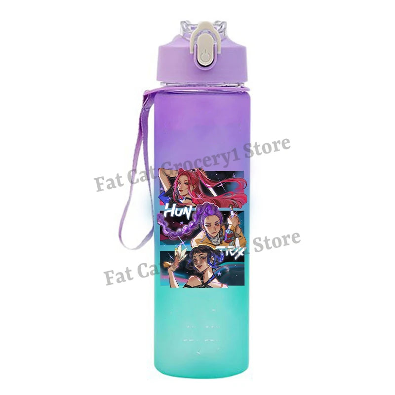 Kpop Demon Hunter Water Bottle with Straw 750ml Kids Summer Anime Cup Girls Boys Outdoor Sport Mug School Office Accessory Gift