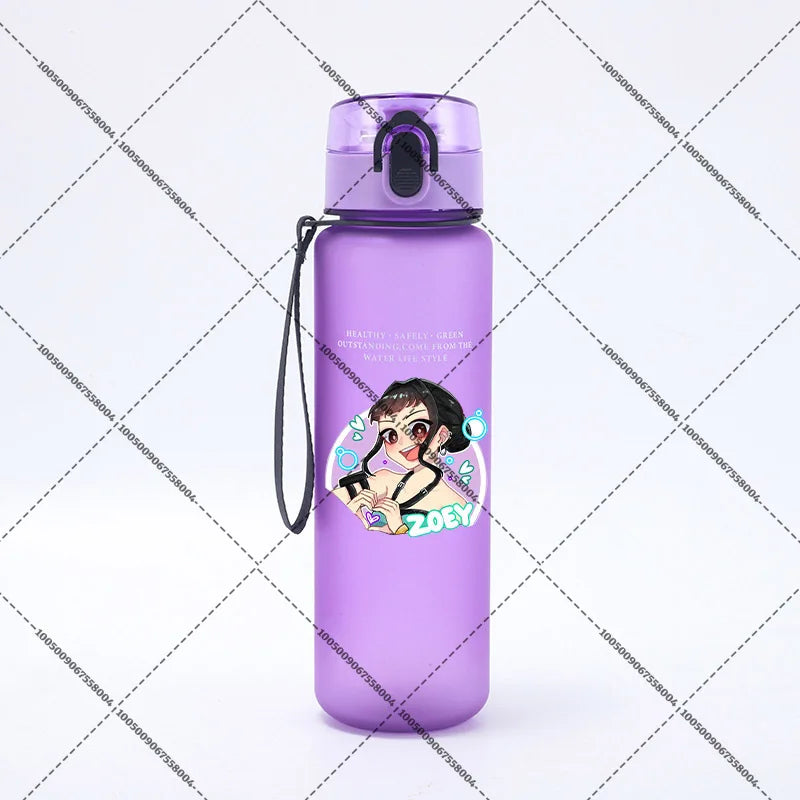 KPop Demon Hunters 650ml Water Bottles Anime Sanding Drinking Cup Straw Portable Cute Sport Glass School Travel Outdoor Supplies
