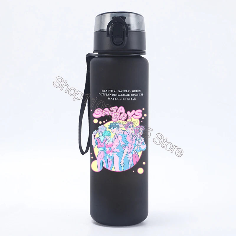K Pop Demon Hunters Water Bottle Girls Summer Sports Large Capacity Water Bottle Kawaii Cartoon Figure Printed Plastic Bottles