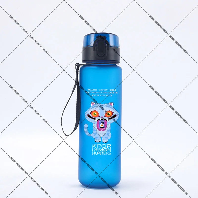 KPop Demon Hunters 650ml Water Bottles Anime Sanding Drinking Cup Straw Portable Cute Sport Glass School Travel Outdoor Supplies