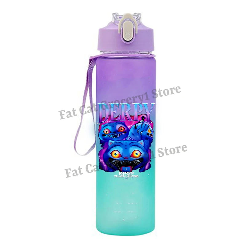 Kpop Demon Hunter Water Bottle with Straw 750ml Kids Summer Anime Cup Girls Boys Outdoor Sport Mug School Office Accessory Gift