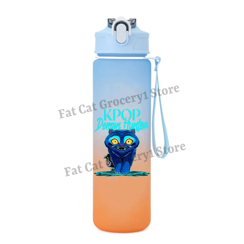 Kpop Demon Hunter Water Bottle with Straw 750ml Kids Summer Anime Cup Girls Boys Outdoor Sport Mug School Office Accessory Gift