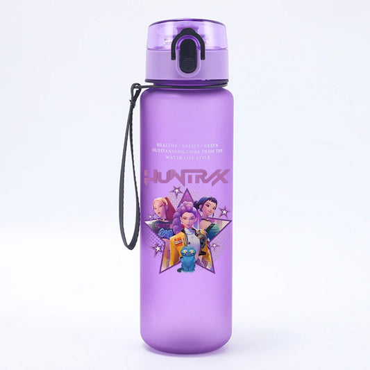 K Pop Demon Hunters Water Bottle Girls Summer Sports Large Capacity Water Bottle Kawaii Cartoon Figure Printed Plastic Bottles