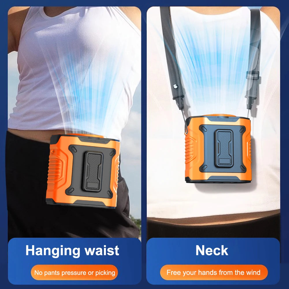 4000mAh Waist Clip Fan Rechargeable Personal Wearable Belt Clip Fan Portable Powerbank Flashlight Fan for Outdoor Camping Hiking