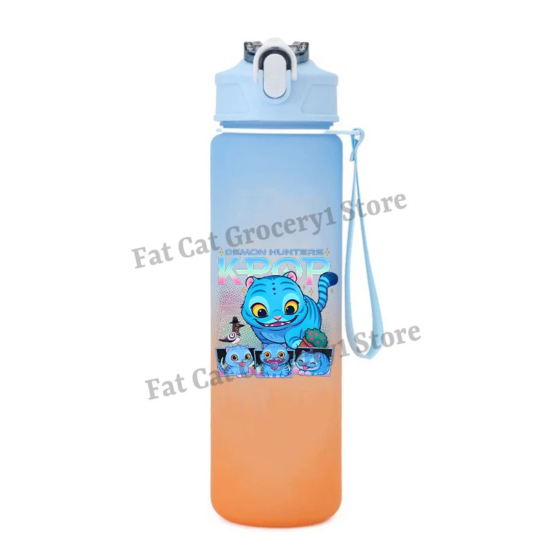 Kpop Demon Hunter Water Bottle with Straw 750ml Kids Summer Anime Cup Girls Boys Outdoor Sport Mug School Office Accessory Gift