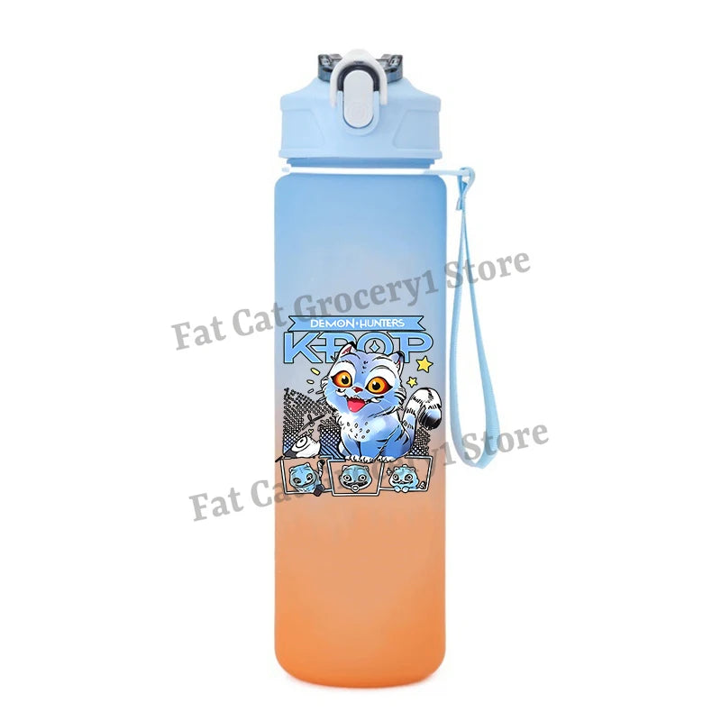Kpop Demon Hunter Water Bottle with Straw 750ml Kids Summer Anime Cup Girls Boys Outdoor Sport Mug School Office Accessory Gift