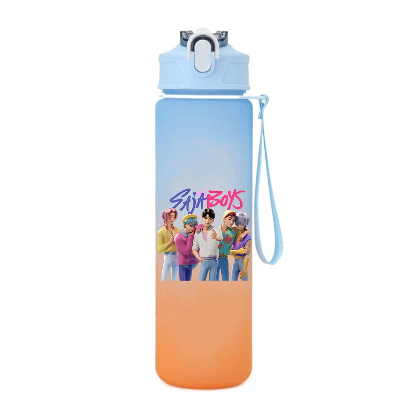 Kpop Demon Hunter Water Bottle with Straw 750ml Kids Summer Anime Cup Girls Boys Outdoor Sport Mug School Office Accessory Gift