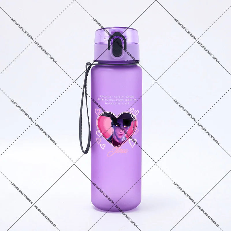 KPop Demon Hunters 650ml Water Bottles Anime Sanding Drinking Cup Straw Portable Cute Sport Glass School Travel Outdoor Supplies