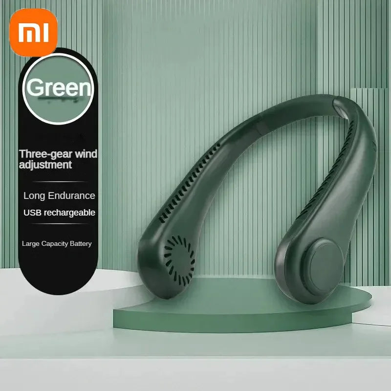 Xiaomi New Hanging Neck Fan 360 Degrees Hanging Neck Fan Portable Cooling Fan USB Bladeless Surround Air Outlet Rechargeable