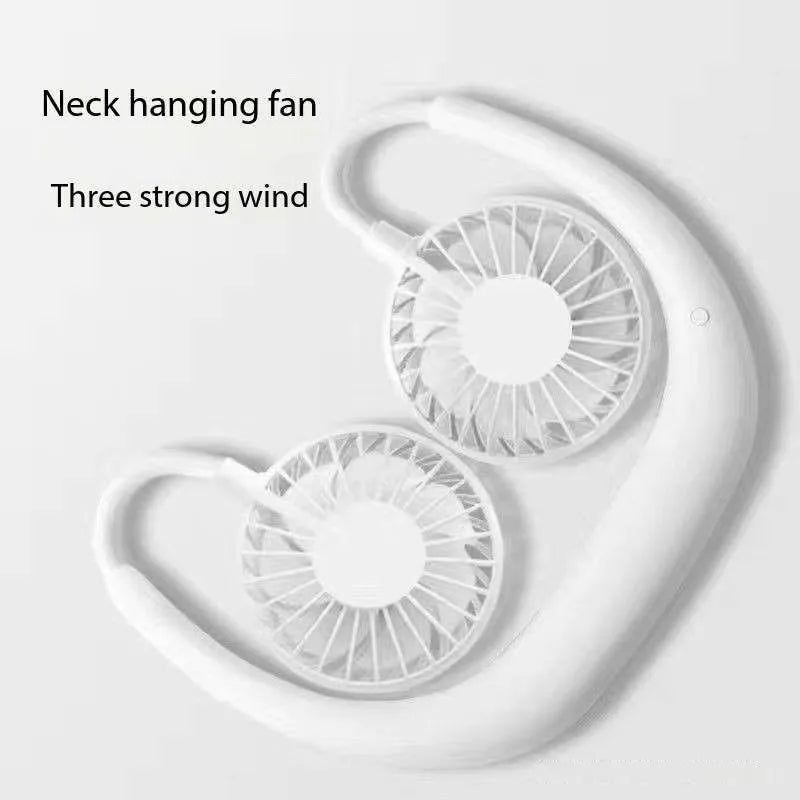 Portable Neck Fan,USB Hands Free Neck Hanging Rechargeable Mini Sports3-Speed Adjustable Neck Dual Fan Home OfficeOutdoor Travel
