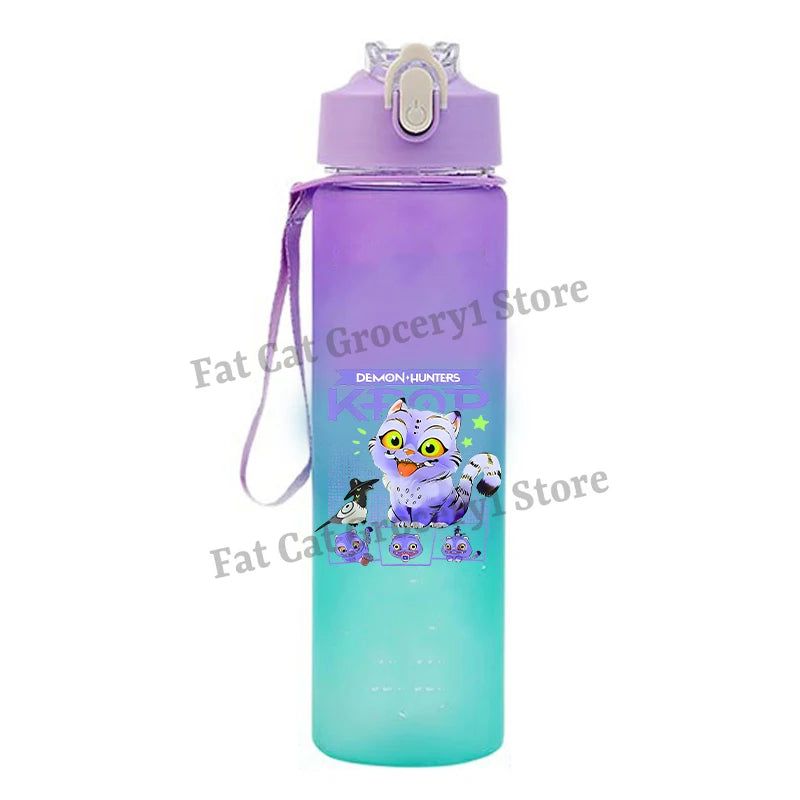 Kpop Demon Hunter Water Bottle with Straw 750ml Kids Summer Anime Cup Girls Boys Outdoor Sport Mug School Office Accessory Gift
