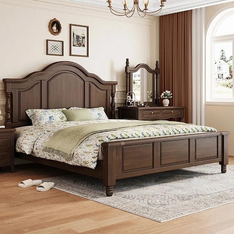 Retro solid wood bed American bed double  master bedroom bed 2m x 2m 2 modern minimalist