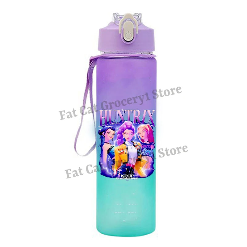 Kpop Demon Hunter Water Bottle with Straw 750ml Kids Summer Anime Cup Girls Boys Outdoor Sport Mug School Office Accessory Gift