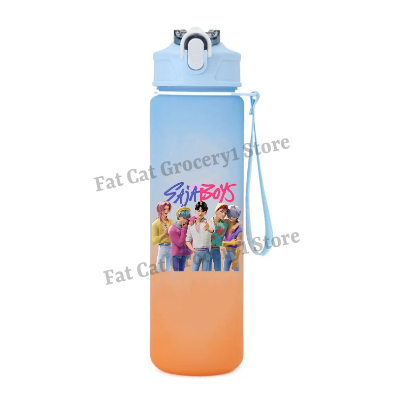 Kpop Demon Hunter Water Bottle with Straw 750ml Kids Summer Anime Cup Girls Boys Outdoor Sport Mug School Office Accessory Gift