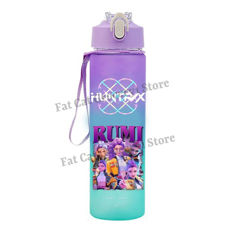 Kpop Demon Hunter Water Bottle with Straw 750ml Kids Summer Anime Cup Girls Boys Outdoor Sport Mug School Office Accessory Gift
