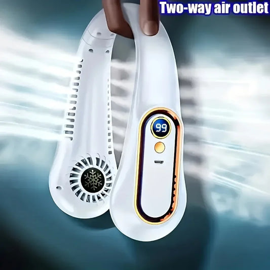 Neck Bladeless Fan Mini Ultra Long Life Portable Lazy Silent Fan Usb Charging Student Sports Office Digital Display Power 5 Gear